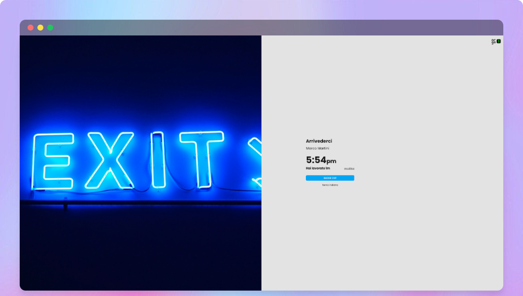 Funzionalità di badge in/out per la gestione presenze