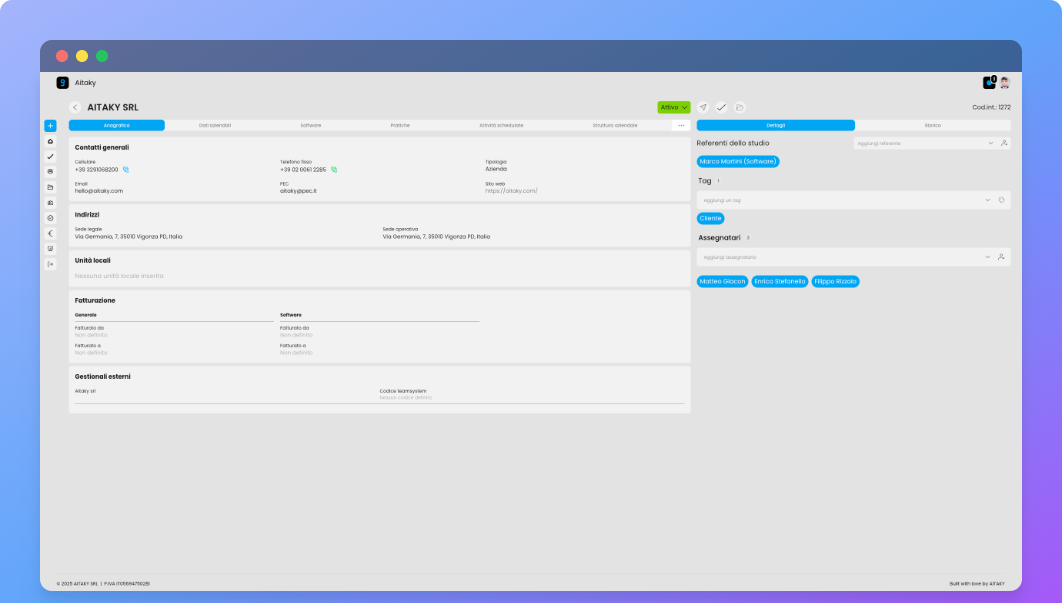 Anagrafica cliente nel CRM di ARGO Manager